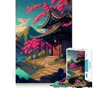 Rompecabezas de 1000 Piezas Hermoso Juego de Corte sin Costuras con temática de Japón por la mañana Juego de ingenio Regalo Ideal para Jugar casualmente Arte navideño para el hogar (38x26cm)