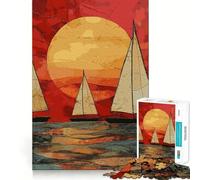 Rompecabezas de 1000 piezas Hermosos veleros al atardecer Juego de precisión para desarrollar la coordinación y el desarrollo cognitivo Juguete para el tiempo libre Regalo divertido de Navidad 38x52cm