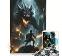 Rompecabezas de 1000 Piezas Héroe contra Dragón Juego Relajante interacción Entre Padres e Hijos Regalo para Amigos y Familiares 38x52cm