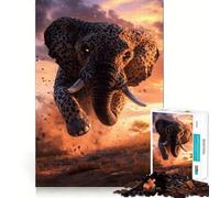 Rompecabezas de 1000 Piezas Híbrido de Guepardo y Elefante Corte preciso Divertido Juego de Habilidad Mental Juego para Relajarse Regalo Ideal para el Tiempo Libre (38x26cm)