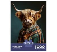 Rompecabezas De 1000 Piezas Highland Cow in A Cape Rompecabezas para Adultos Juego De Ingenio Ensamblaje De Patrones Difícil Y Desafiante 52x38cm/1000pcs