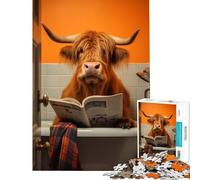 Rompecabezas de 1000 Piezas Highland Cowon The Toilet Family Games for Educational Game Challenge Toy Gift For Birthdays Analysis and Logic (Tamaño 38x52cm)