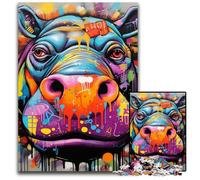 Rompecabezas de 1000 Piezas Hippo Graffiti, desafiante Rompecabezas, Actividad Familiar, decoración del hogar, Regalo navideño, 50x75cm/19,68x29,52 Pulgadas