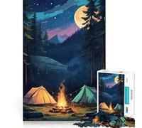 Rompecabezas de 1000 Piezas Hoguera bajo la Luna,decoración de Bordes limpios,Juego cognitivo,Juguete,diversión fácil, Ocio (38x26cm)