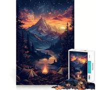 Rompecabezas de 1000 Piezas Hoguera de montaña para Adolescentes Juguete para desarrollar la Habilidad y el estrés Corte preciso Un Regalo Encantador 50x75cm