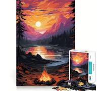 Rompecabezas de 1000 Piezas Hoguera en el Bosque Decoración de fácil instalación,Regalo para ejercitar la Mente,Juego de Paz,Pieza de Arte navideña 50x75cm