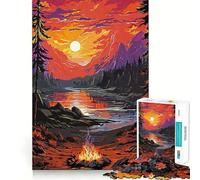 Rompecabezas de 1000 Piezas Hoguera Junto al Lago Diversión para armar Piezas,Actividad Cerebral Inteligente,Entretenimiento para Relajarse,Regalo de cumpleaños 38x26cm