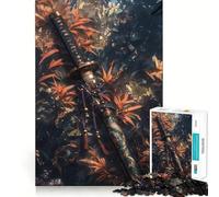 Rompecabezas de 1000 Piezas Hoja del Otoño Dorado con Borde sin Costuras,Juego de ingenio y diversión,Ideal para Pasar el rato 38x52cm