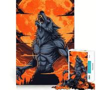 Rompecabezas de 1000 Piezas Hombre Lobo Aullando a la Luna para Adolescentes Juego de concentración Mental Corte de precisión Bordes Lisos Juego Ideal para Rellenar Calcetines navideños (38x26cm)