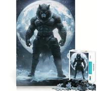 Rompecabezas de 1000 Piezas Hombre Lobo bajo la Luna Llena para Adolescentes Diversión tamaño Uniforme Piezas precisas Actividad Relajante para Grupos en Interiores (38x52cm)