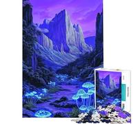 Rompecabezas de 1000 Piezas Hongos Luminosos en un Valle de montaña Rompecabezas para Adultos Juguete antiestrés Análisis y lógica Toda la Familia (tamaño 38x26cm)