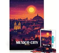 Rompecabezas de 1000 piezas Horizonte de la Ciudad de México al atardecer Encaja a la perfección Juguete artístico para desarrollar la creatividad y la capacidad de relajación Ideal para la decoración