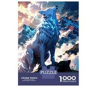 Rompecabezas De 1000 Piezas Howling Wolf on Mountain Peak Rompecabezas para Adultos Juguete Decoración De Pared Regalo De Cumpleaños Cumpleaños Y Navidad 70x50cm/1000pcs