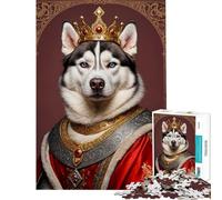 Rompecabezas de 1000 Piezas Husky Siberiano Rey Difícil y desafiante para la diversión Familiar Juguete Decoración de Pared para Mayores de 14 años 38x26cm