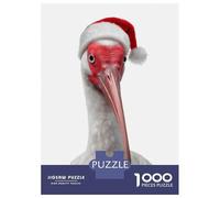 Rompecabezas De 1000 Piezas Ibis Bird Wearing Santa Hat Rompecabezas para Adultos Juego De Ingenio Análisis Y Lógica Cumpleaños 38x26cm/1000pcs