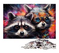 Rompecabezas de 1000 Piezas,Ideal para Regalar,con diseño de Mapache de fantasía,para Adultos,Ideal para Relajarse y desafiarse,decoración Colorida para el hogar,Ideal para Amigos,50x75cm.