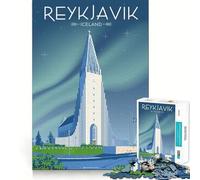 Rompecabezas de 1000 Piezas,Ideal para Viajes a Reikiavik,Islandia,decoración,Juego cognitivo,Regalo,Juego de cumpleaños fácil (38x26cm)