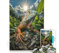 Rompecabezas de 1000 Piezas: Iguana sobre una Roca en la Selva, Juego Imposible, Actividades Divertidas para Hacer en casa, colección de Artistas, Bellas Artes 50x75cm