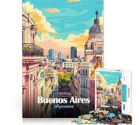 Rompecabezas de 1000 Piezas Ilustración de Paisaje Urbano de Buenos Aires,Argentina Piezas de Corte Limpio Juguete para desarrollar la Capacidad cognitiva Momento de relajación Diversión Decoración