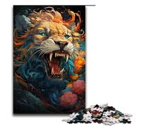 Rompecabezas de 1000 Piezas Impresionante Rugido de dragón Colorido para Adultos Rompecabezas de Madera Gran Regalo para Navidad 75 x 50 cm