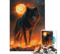 Rompecabezas de 1000 Piezas Inferno Wolf para Adultos Diversión en casa Regalos para Mujeres Juegos Divertidos para Mayores de 14 años (38x52cm)