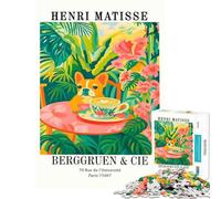 Rompecabezas de 1000 Piezas Inspirado en Henri Matisse con diseño de Perro en una cafetería Un desafío difícil para Decorar el hogar Juego práctico para Mayores de 14 años (38x26cm)