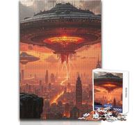 Rompecabezas de 1000 Piezas: Invasión Extraterrestre sobre un Paisaje Urbano, Juguete, Juego Intelectual, Aprendizaje, Educativo, Regalo de Amigo Secreto, tamaño 38x52cm