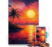 Rompecabezas de 1000 Piezas Isla Tropical al Atardecer para Adolescentes Juguete de razonamiento y Desarrollo de Habilidades Sin estrés Corte preciso Un Regalo Encantador 38x52cm