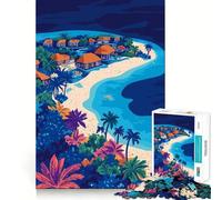 Rompecabezas de 1000 Piezas Islas Maldivas Tropicales, Arte Minimalista, Arte de Corte Nítido, Juego de Lógica y Pensamiento, Tiempo de Relajación, Regalo Divertido de Cumpleaños (38x26cm)