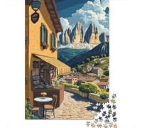 Rompecabezas De 1000 Piezas Italian Village with Mountain View Rompecabezas para Adultos Juguete Decoración De Pared Regalo De Cumpleaños Cumpleaños Y Navidad 38x26cm/1000pcs