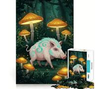 Rompecabezas de 1000 Piezas Jabalí en un Bosque Encantado de Setas Juego de articulaciones afiladas,Entrenamiento Mental,diversión,Juego para Pasar un rato Agradable,decoración navideña para la Pared