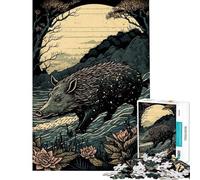 Rompecabezas de 1000 Piezas Jabalí Ukiyo-e Japón Rompecabezas para Adultos Juego de ingenio Diversión para Toda la Familia Regalo Ideal para Amigos y Familiares (tamaño 38x52cm)