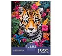 Rompecabezas De 1000 Piezas - Jaguar in Jungle Bloom Rompecabezas para Adultos Juego De Ingenio Desafío Difícil Oferta como Regalos para Toda La Familia 52x38cm/1000pcs