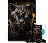 Rompecabezas de 1000 Piezas Jaguar Negro en Tinta Dorada Ensambles Finos Diversión,Juego Que estimula la Mente,Tiempo de Juego Tranquilo, Ocio 38x26cm