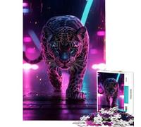 Rompecabezas de 1000 Piezas Jaguar neón desafío de Inteligencia Cerebral Juguetes adictivos Juego práctico Regalo de cumpleaños Regalos de Amigo Invisible (tamaño 38x52cm)