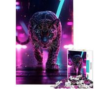 Rompecabezas de 1000 Piezas - Jaguar neón - Juguetes educativos para Aprender y Jugar Ideas de Regalos con un desafío difícil (Tamaño 75x50cm)