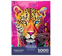 Rompecabezas De 1000 Piezas Jaguar Pop Art Portrait Rompecabezas para Adultos Juego De Ingenio Carrera De Velocidad De Manos Cumpleaños Y Navidad 38x26cm/1000pcs