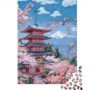 Rompecabezas De 1000 Piezas Japanese Pagoda with Cherry Blossoms-2 Rompecabezas para Adultos Juego Familiar Desafío Difícil Oferta como Regalos para Toda La Familia 70x50cm/1000pcs