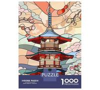 Rompecabezas De 1000 Piezas Japanese Pagoda with Cherry Blossoms Rompecabezas para Adultos Juego De Ingenio Difícil Difícil Único Cumpleaños Y Regalos 70x50cm/1000pcs