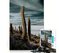 Rompecabezas de 1000 Piezas Jardín de Cactus en el Salar de Uyuni Corte Impecable Juego de lógica Divertido Juguete Juego de Juego Libre Actividad de cumpleaños (38x26cm)