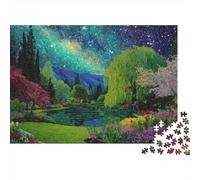 Rompecabezas de 1000 Piezas Jardín de la Noche Estrellada de la Catedral de San Basilio. Arte para Adultos. Juego Educativo. Decoración del hogar. Difícil. Reto. Regalos de cumpleaños. 38 x 26 cm