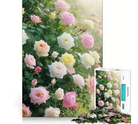 Rompecabezas de 1000 Piezas Jardín de Rosas Pastel para Adultos, Juguete Que desafía la Mente, para una escapada Tranquila y una Pieza de colección de Arte (38x52cm)