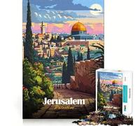 Rompecabezas de 1000 Piezas Jerusalén,Palestina Póster de Viaje Arte de Corte preciso Diversión cognitiva Juego Tiempo Libre Diversión Escena navideña Arte (38x52cm)