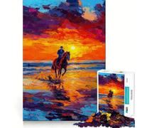Rompecabezas de 1000 Piezas Jinete al Atardecer para Adultos Juguete para ejercitar la Mente y Relajarse Corte Perfecto Regalo Memorable 38x26cm