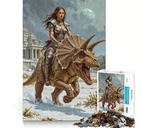 Rompecabezas de 1000 Piezas Jinete de Triceratops, Corte preciso, Divertido desafío Mental, Juguete, Juego para la Hora de Descansar, Juego de cumpleaños, Arte, Juego (50x75cm)