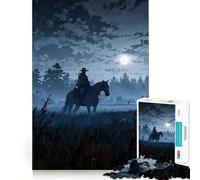 Rompecabezas de 1000 Piezas Jinete Nocturno a Caballo para Adolescentes Juguete para ejercitar la Mente, Juego Relajante, Arte para armar, Regalo Festivo (38x52cm)