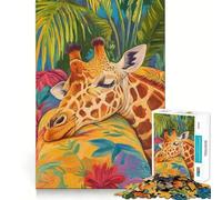 Rompecabezas de 1000 Piezas Jirafa durmiendo en un paraíso Tropical, para Adolescentes Juguete de lógica Clara, fácil de Usar, Corte Perfecto, Regalo de cumpleaños 50x75cm