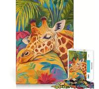 Rompecabezas de 1000 Piezas Jirafa durmiendo en un paraíso Tropical para Adolescentes Juguete para Pensar con sabiduría Divertido y fácil de Usar 38x52cm