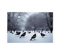 Rompecabezas de 1000 piezas Jkiegoq Birds in The Park On A Snowy Day impreso educativo, rompecabezas de madera intelectual, rompecabezas divertidos, juego para aliviar el estrés