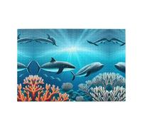 Rompecabezas de 1000 piezas Jkiegoq Whales Under The Sea impreso educativo, rompecabezas de madera intelectual, rompecabezas divertidos, juego para aliviar el estrés